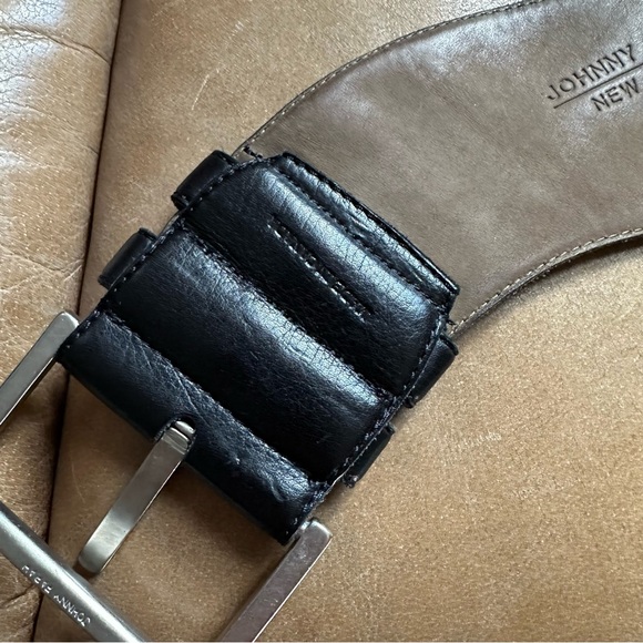 Johnny Farah New York wavy black leather wide belt - Picture 8 of 10